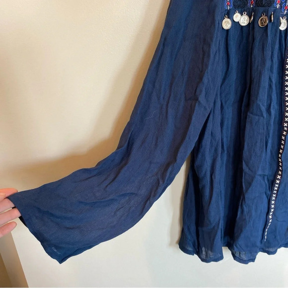 Anandas Collection Kimono Boho Top Embroidered Blue XXL - Picture 2 of 6